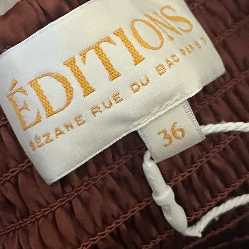 Sezane Editions 100% Silk Pearlena Top in Cacao Mahogany Brown NWT US 4 - Picture 4 of 11